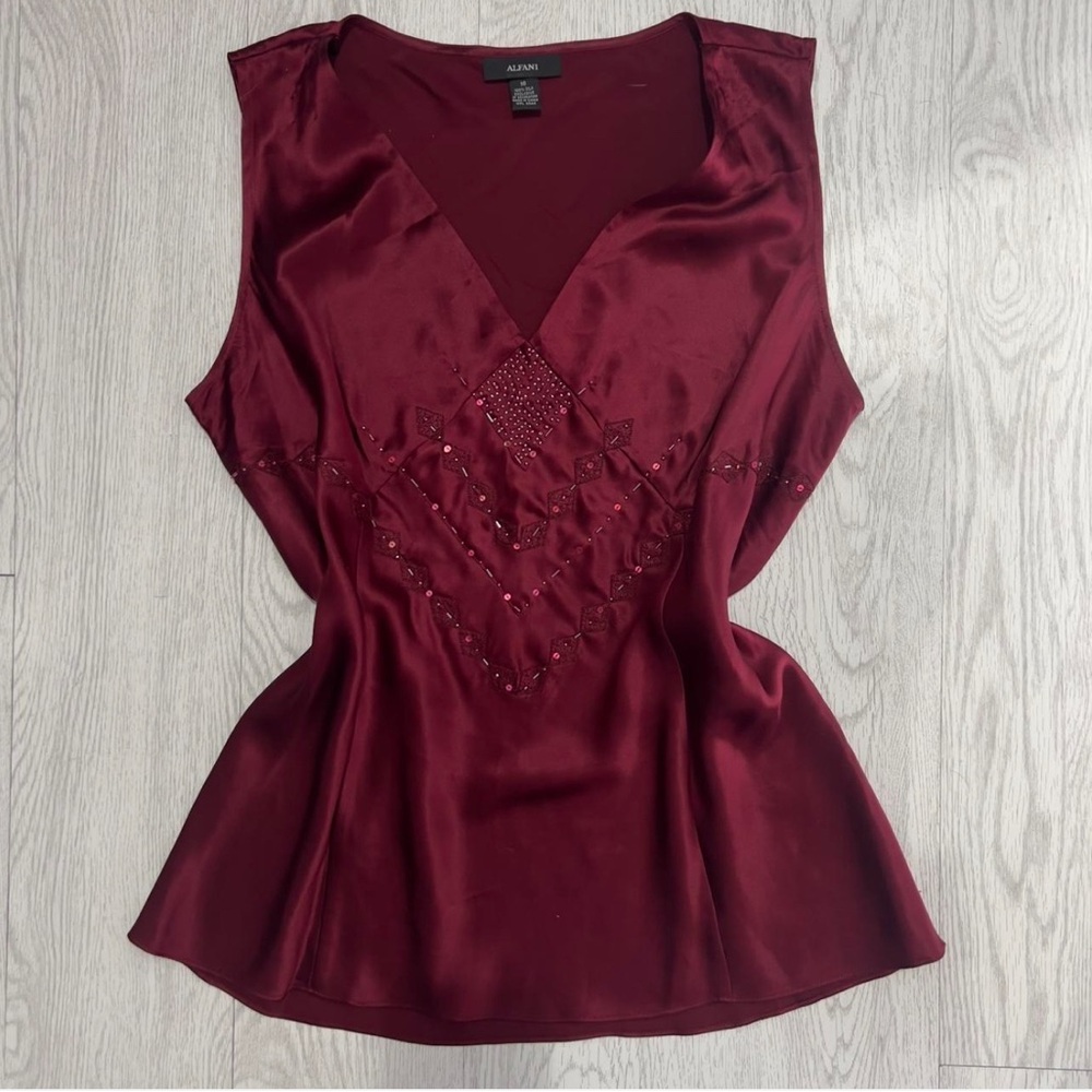 100% SILK Alfani Vintage Deep Red tank